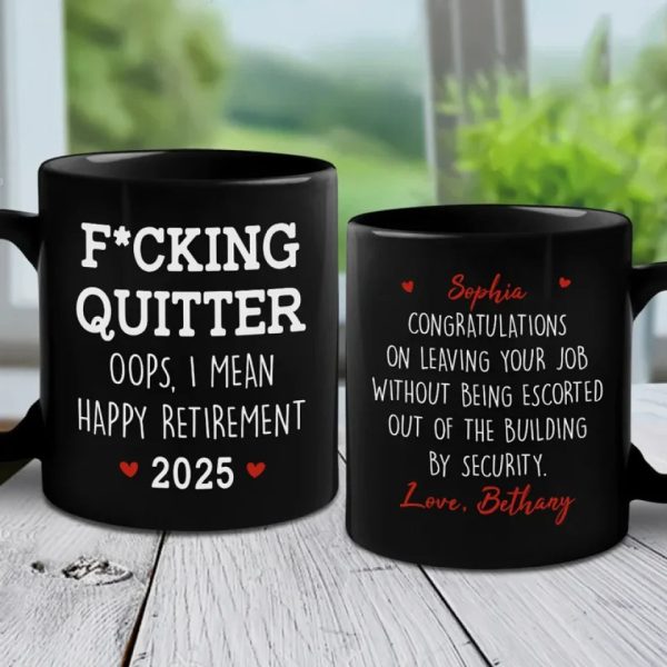 Congratulations On Leaving Your Job - Coworker Personalized Custom Black Mug - Appreciation, Retirement Gift For Coworkers, Work Friends, Colleagues Congratulations On Leaving Your Job - Coworker Personalized Custom Black Mug - Appreciation, Retirement Gift For Coworkers, Work Friends, Colleagues