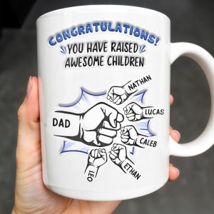 Congratulations! You have raised awesome children, Handshake and Fist Bump - Personalized Custom Coffee Mug - DAD093_MG