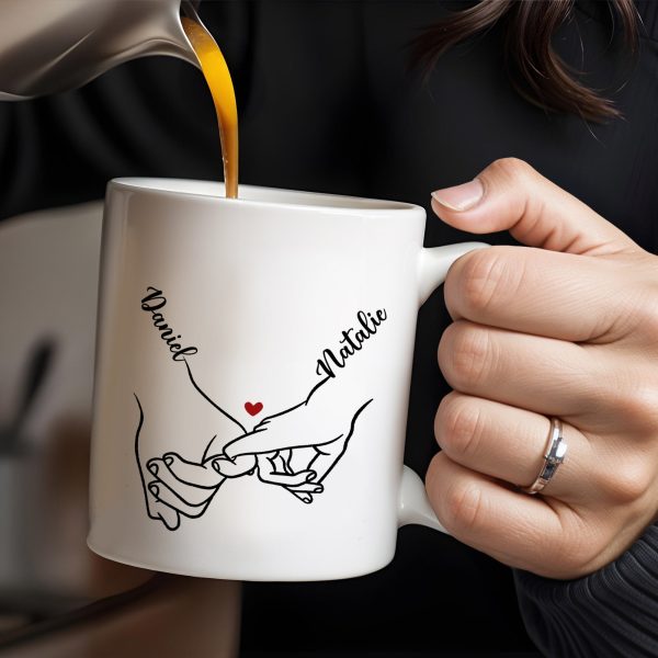 Connecting Hands Heart Symbol Love - Personalized Custom Coffee Mug - CPL137_MG Connecting Hands Heart Symbol Love - Personalized Custom Coffee Mug - CPL137_MG