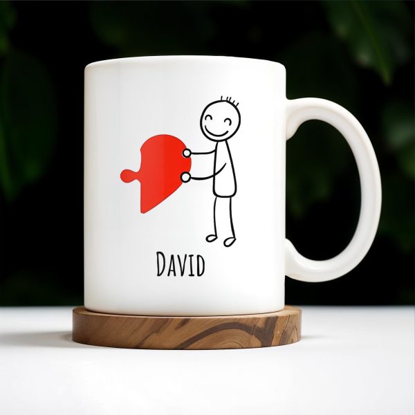 Connecting Hearts Puzzle Heart Design - Personalized Custom Coffee Mug - CPL148_MG Connecting Hearts Puzzle Heart Design - Personalized Custom Coffee Mug - CPL148_MG
