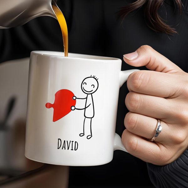 Connecting Hearts Puzzle Heart Design - Personalized Custom Coffee Mug - CPL148_MG Connecting Hearts Puzzle Heart Design - Personalized Custom Coffee Mug - CPL148_MG