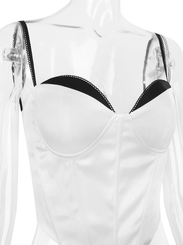 Contrast Satin Bustier Corset Top Contrast Satin Bustier Corset Top