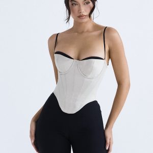 Contrast Satin Bustier Corset Top