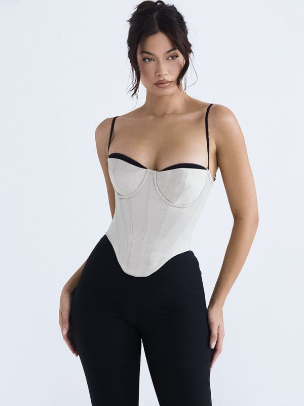 Contrast Satin Bustier Corset Top Contrast Satin Bustier Corset Top