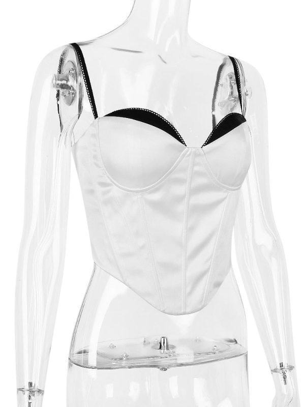 Contrast Satin Bustier Corset Top Contrast Satin Bustier Corset Top