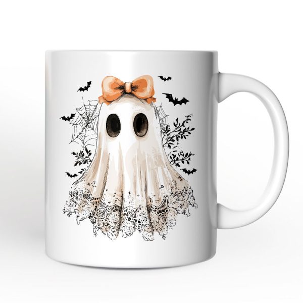 Coquette Ghost Personalized Mug, Cute Halloween Gift with Custom Name Coquette Ghost Personalized Mug, Cute Halloween Gift with Custom Name