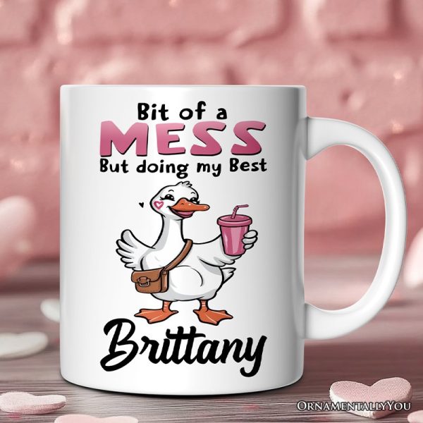 Coquette Pink Goose Personalized Mug, Sassy Gift With Custom Name Coquette Pink Goose Personalized Mug, Sassy Gift With Custom Name