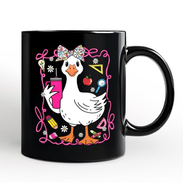 Coquette Teacher Goose Personalized Mug, Funny Gift with Custom Name