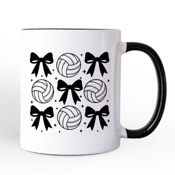 Coquette Volleyball Bows Personalized Mug, Cute Athletic Sports Game Day Gift with Custom Name Coquette Volleyball Bows Personalized Mug, Cute Athletic Sports Game Day Gift with Custom Name