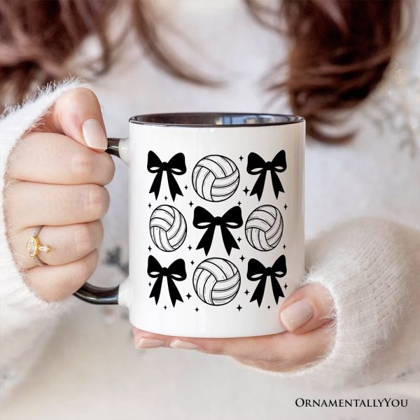 Coquette Volleyball Bows Personalized Mug, Cute Athletic Sports Game Day Gift with Custom Name Coquette Volleyball Bows Personalized Mug, Cute Athletic Sports Game Day Gift with Custom Name