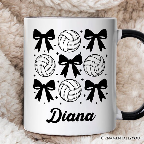 Coquette Volleyball Bows Personalized Mug, Cute Athletic Sports Game Day Gift with Custom Name Coquette Volleyball Bows Personalized Mug, Cute Athletic Sports Game Day Gift with Custom Name