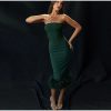 Corset Tube Fur Trim Bodycon Midi Dress Corset Tube Fur Trim Bodycon Midi Dress