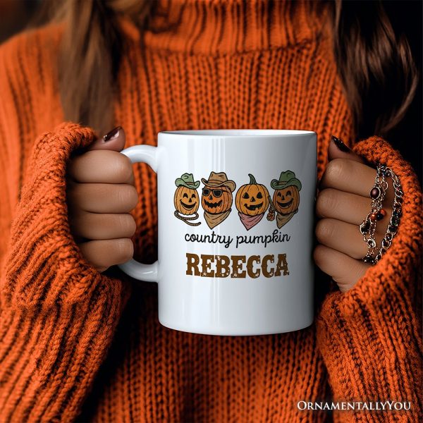 Country Pumpkin Rustic Personalized Mug, Cute Autumn Season Gift with Custom Name Country Pumpkin Rustic Personalized Mug, Cute Autumn Season Gift with Custom Name