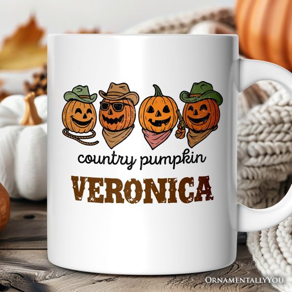 Country Pumpkin Rustic Personalized Mug, Cute Autumn Season Gift with Custom Name Country Pumpkin Rustic Personalized Mug, Cute Autumn Season Gift with Custom Name