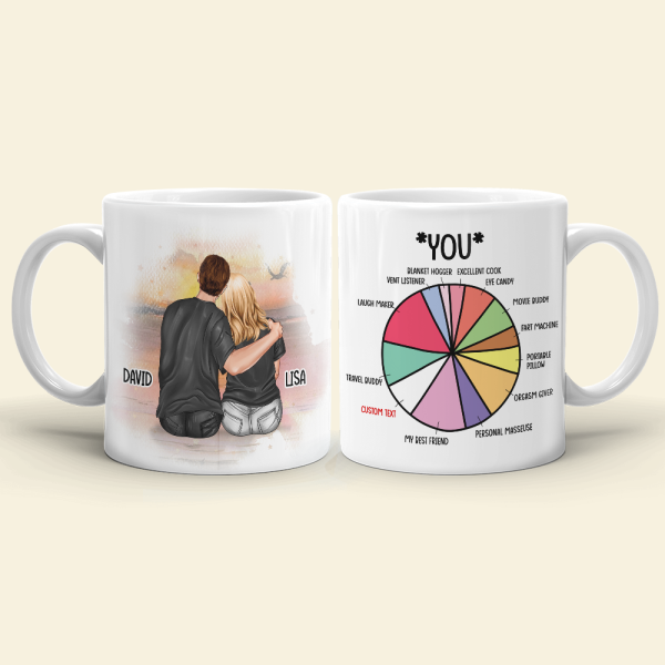Couple Blanket Hogger Excellent Cook, Personalized Love Pie Chart White Mug