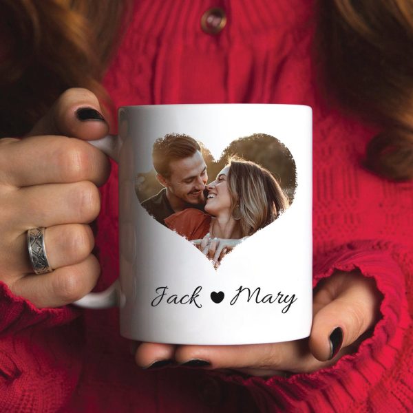 Couple Heart Upload Photo, Personalized Coffee Mug, Valentine Gift, Birthday Gift For Him/Her Couple Heart Upload Photo, Personalized Coffee Mug, Valentine Gift, Birthday Gift For Him/Her