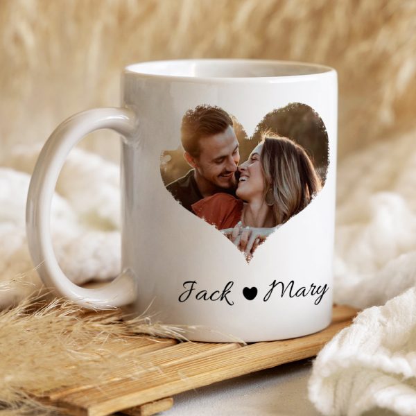 Couple Heart Upload Photo, Personalized Coffee Mug, Valentine Gift, Birthday Gift For Him/Her Couple Heart Upload Photo, Personalized Coffee Mug, Valentine Gift, Birthday Gift For Him/Her