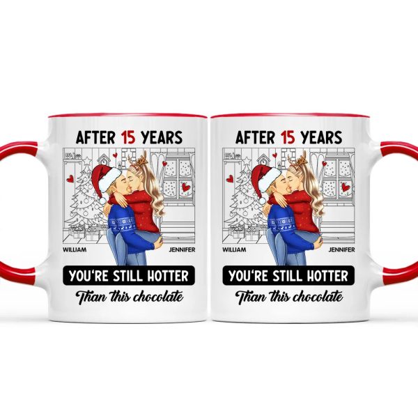 Couple Kissing After Years Hotter Than This Chocolate - Personalized Accent Mug Couple Kissing After Years Hotter Than This Chocolate - Personalized Accent Mug
