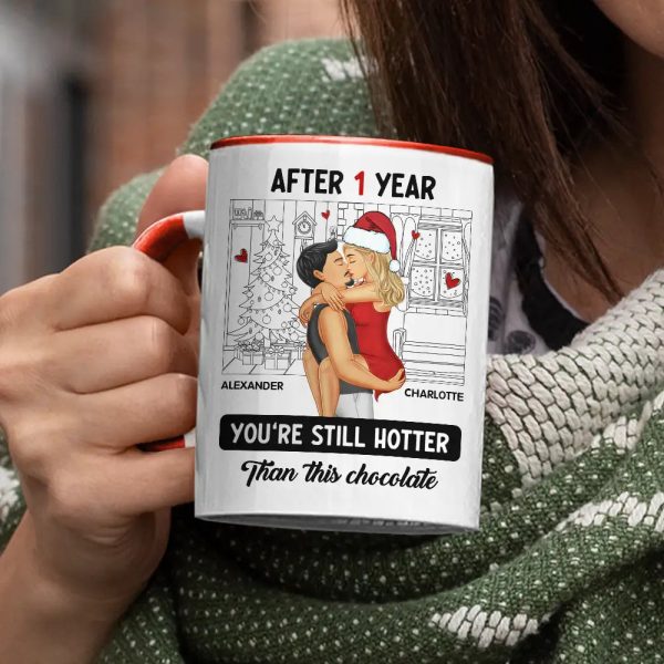Couple Kissing After Years Hotter Than This Chocolate - Personalized Accent Mug Couple Kissing After Years Hotter Than This Chocolate - Personalized Accent Mug