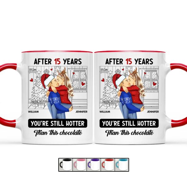 Couple Kissing After Years Hotter Than This Chocolate - Personalized Accent Mug Couple Kissing After Years Hotter Than This Chocolate - Personalized Accent Mug