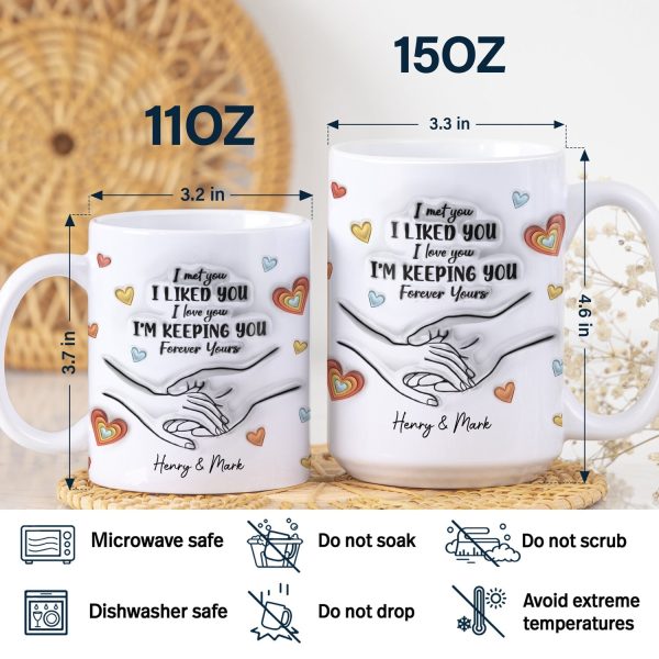 Couple One Line Hand Holding Forever Yours - Gift For Couples - 3D Inflated Effect Printed Mug, Personalized White Edge-to-Edge Mug Couple One Line Hand Holding Forever Yours - Gift For Couples - 3D Inflated Effect Printed Mug, Personalized White Edge-to-Edge Mug