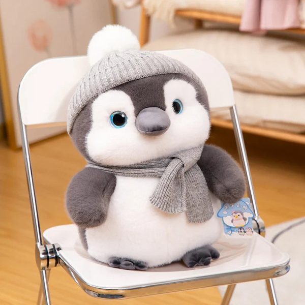 Couple Penguin Plush Pillow with Hat and Scarf