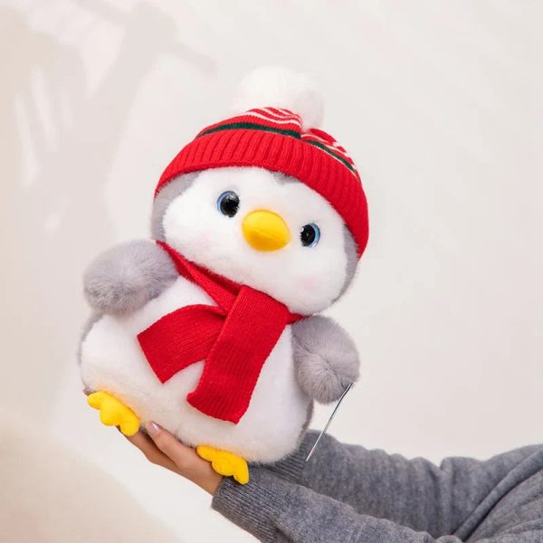 Couple Penguin Plush Pillow with Hat and Scarf
