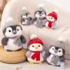 Couple Penguin Plush Pillow with Hat and Scarf