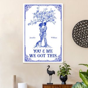 Couple Tree Hug Poster, Romantic Home Wall Art, Perfect Gift for Lovers