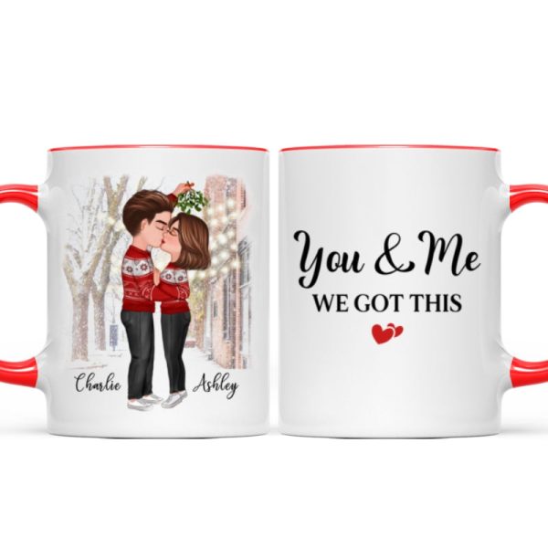 Couple Under Mistletoe We Got This Christmas Personalized Mug Couple Under Mistletoe We Got This Christmas Personalized Mug