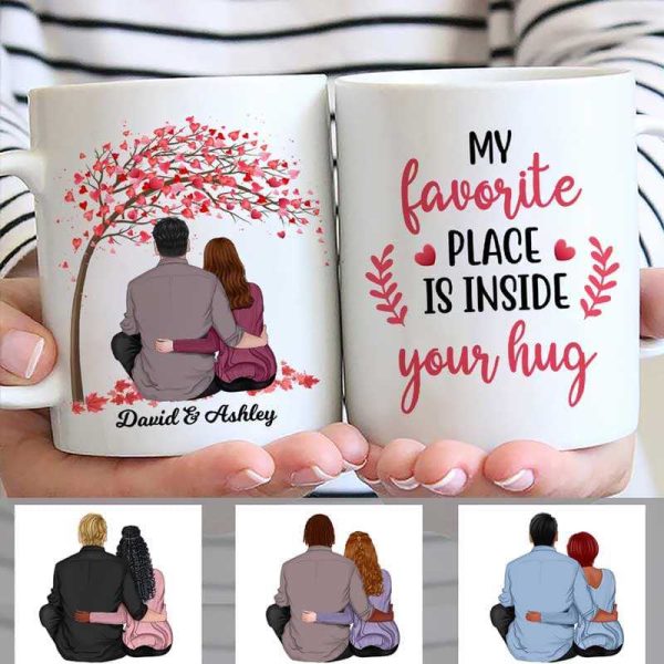 Couple Under Pink Tree Personalized Mug Couple Under Pink Tree Personalized Mug