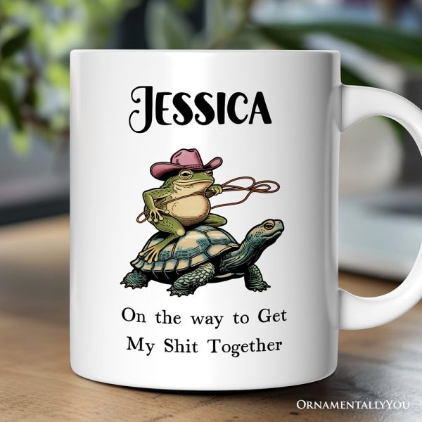 Cowboy Frog And Turtle Personalized Mug, Sarcastic Quote Gift With Custom Name Cowboy Frog And Turtle Personalized Mug, Sarcastic Quote Gift With Custom Name
