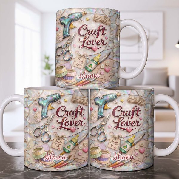 Craft Lover, Made With Love, Glue Gun And Scissors - Personalized Custom Coffee Mug - HOB045_MG Craft Lover, Made With Love, Glue Gun And Scissors - Personalized Custom Coffee Mug - HOB045_MG
