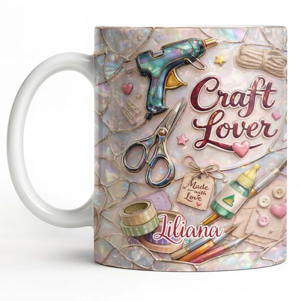 Craft Lover, Made With Love, Glue Gun And Scissors - Personalized Custom Coffee Mug - HOB045_MG Craft Lover, Made With Love, Glue Gun And Scissors - Personalized Custom Coffee Mug - HOB045_MG