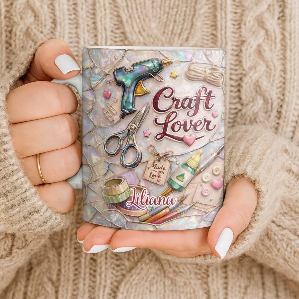 Craft Lover, Made With Love, Glue Gun And Scissors - Personalized Custom Coffee Mug - HOB045_MG Craft Lover, Made With Love, Glue Gun And Scissors - Personalized Custom Coffee Mug - HOB045_MG