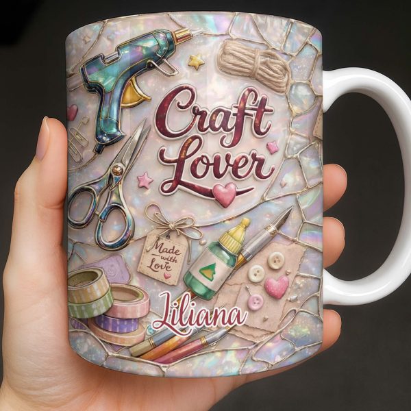Craft Lover, Made With Love, Glue Gun And Scissors - Personalized Custom Coffee Mug - HOB045_MG Craft Lover, Made With Love, Glue Gun And Scissors - Personalized Custom Coffee Mug - HOB045_MG