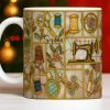 Craft Themed Personalized Mug Featuring Sewing Machine And Flowers - Personalized Custom Coffee Mug - HOB001_MG