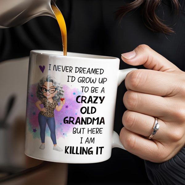 Crazy Old Grandma Killing It Cartoon - Personalized Custom Coffee Mug - GRM105_MG Crazy Old Grandma Killing It Cartoon - Personalized Custom Coffee Mug - GRM105_MG