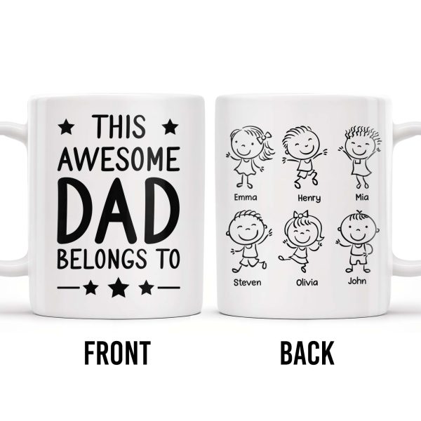 Create A Unique Family Mug With Custom Names And Cartoon Children - Personalized Custom Coffee Mug - DAD030_MG Create A Unique Family Mug With Custom Names And Cartoon Children - Personalized Custom Coffee Mug - DAD030_MG