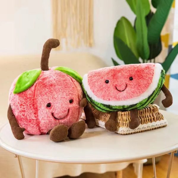 Creative Plush Fruit Toys: Watermelon, Cherry & Apple Dolls for Fun Gifts Creative Plush Fruit Toys: Watermelon, Cherry & Apple Dolls for Fun Gifts
