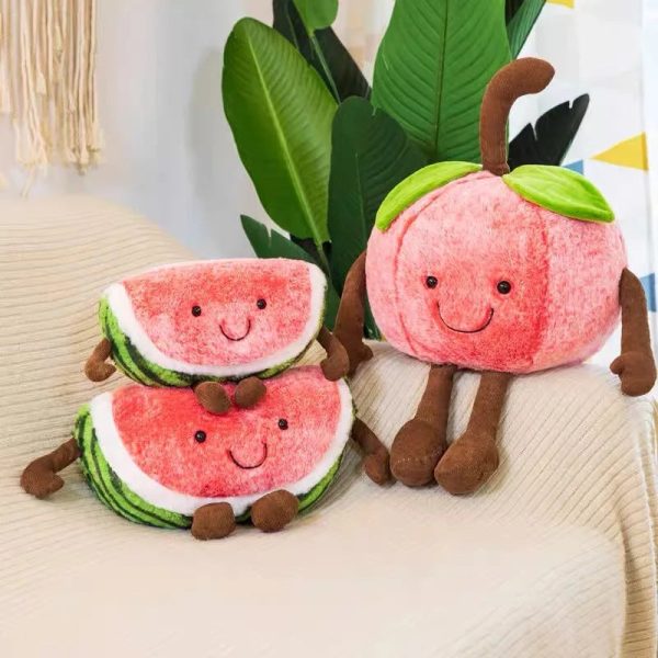 Creative Plush Fruit Toys: Watermelon, Cherry & Apple Dolls for Fun Gifts Creative Plush Fruit Toys: Watermelon, Cherry & Apple Dolls for Fun Gifts