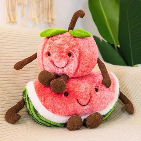 Creative Plush Fruit Toys: Watermelon, Cherry & Apple Dolls for Fun Gifts Creative Plush Fruit Toys: Watermelon, Cherry & Apple Dolls for Fun Gifts
