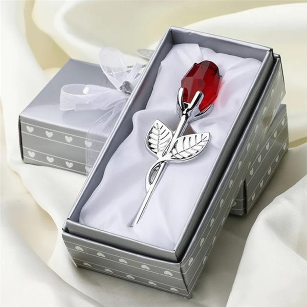 Crystal Glass Rose Figurine for Home and Gift Decor
