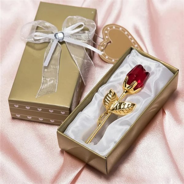 Crystal Glass Rose Figurine for Home and Gift Decor