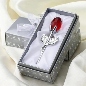 Crystal Glass Rose Figurine for Home and Gift Decor