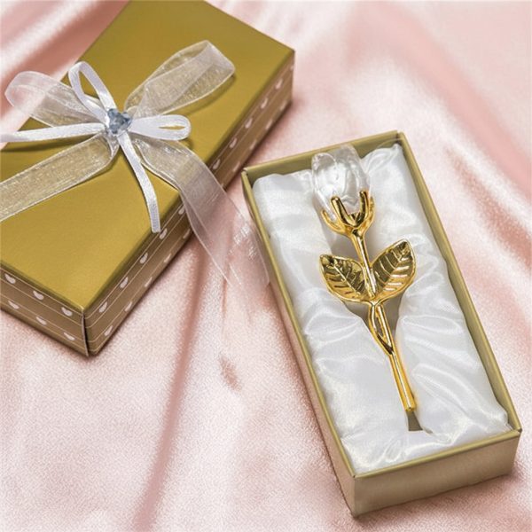 Crystal Glass Rose Figurine for Home and Gift Decor