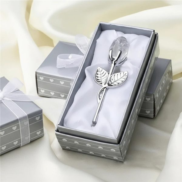 Crystal Glass Rose Figurine for Home and Gift Decor