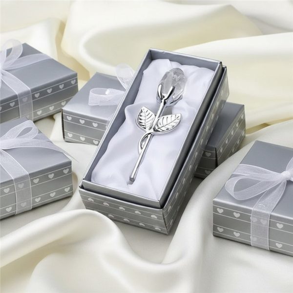 Crystal Glass Rose Figurine for Home and Gift Decor