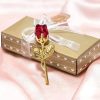 Crystal Glass Rose Ornament in Gift Box