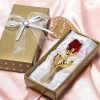 Crystal Glass Rose Ornament in Gift Box